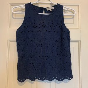💜3 for $15💜 Monteau Navy Eyelet Sleeveless Top